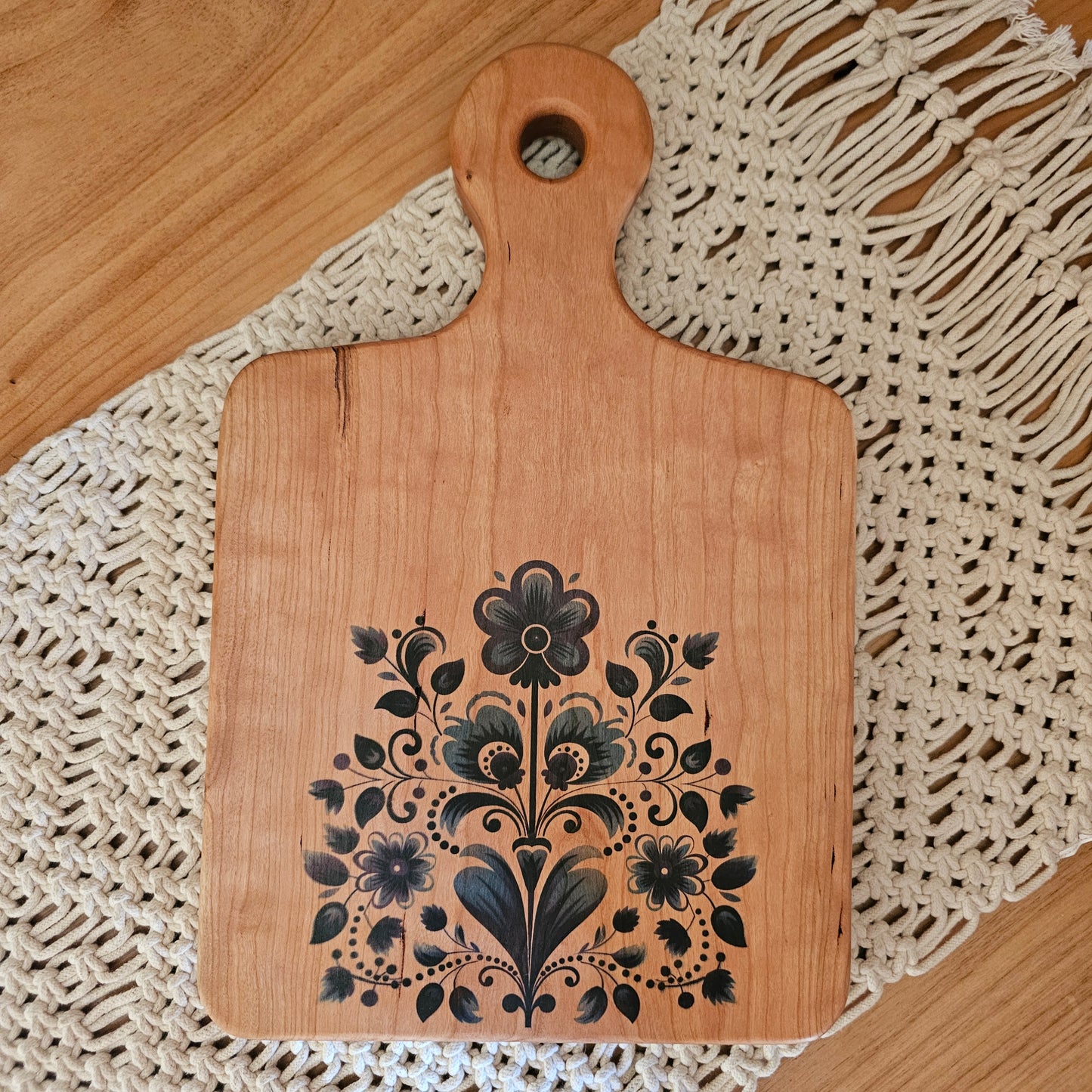 Folk Art Charcuterie Board- Cherry 15"x9.5"