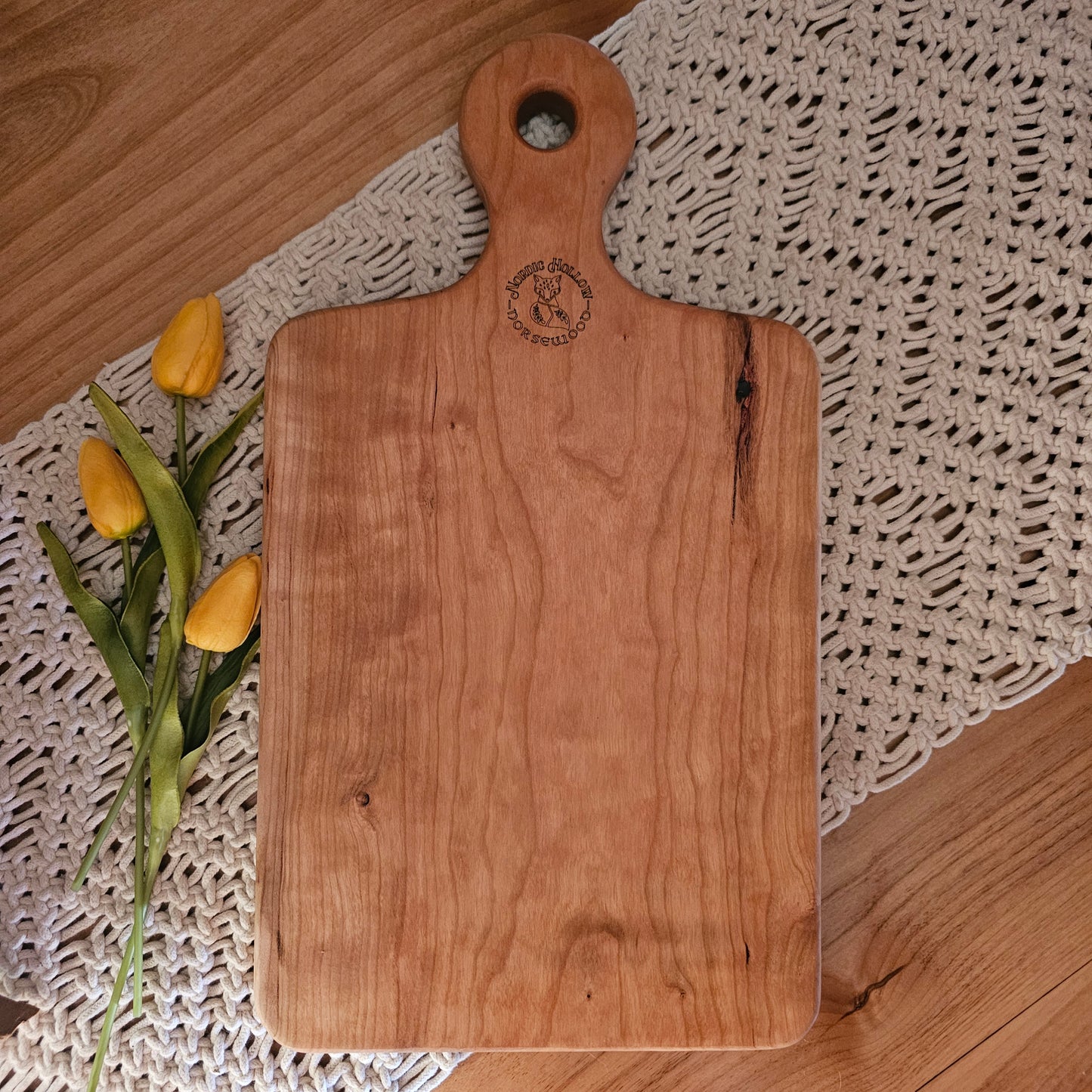 Folk Art Charcuterie Board- Cherry 17"x9.5"