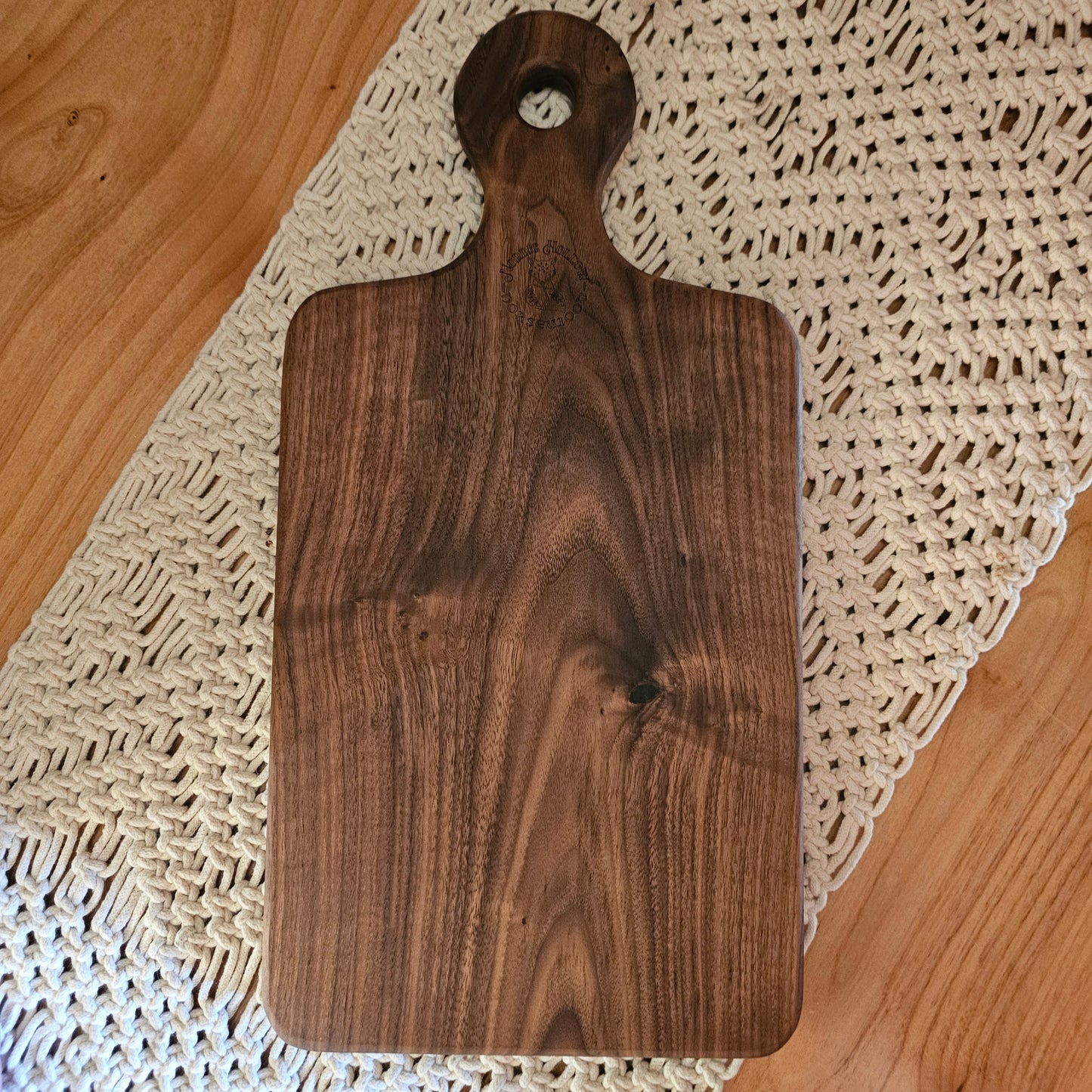 Folk Art Charcuterie Board- Black Walnut 17"x8.5"