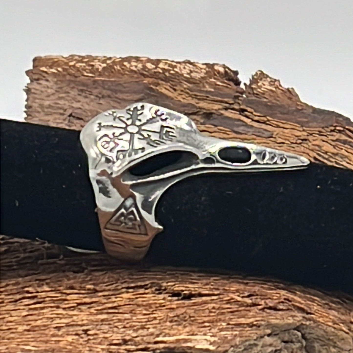 Ring - Raven Skull with Viking Compass Size 6-15