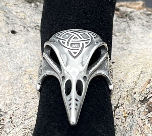 Ring - Raven Skull with Celtic Knot