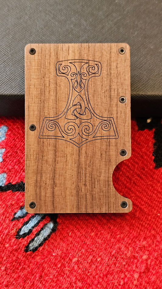 Minimalist Wood Wallet- Thor's Hammer
