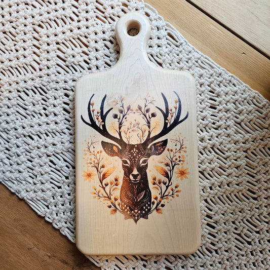 Cutting Board- Maple- 14 x 7- Scandinavian Folk Art- Deer