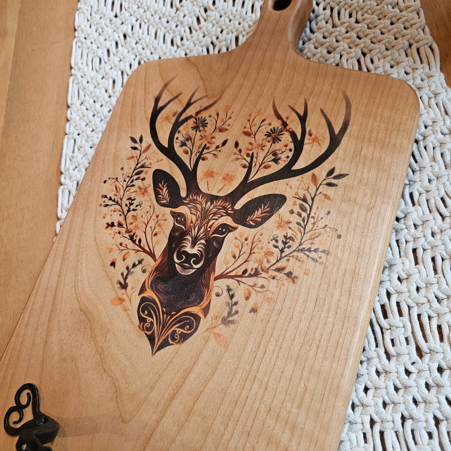 Cutting Board- Alder- 17.5 x 10- Scandinavian Folk Art- Deer