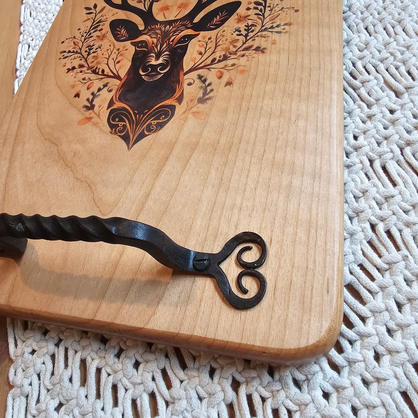 Cutting Board- Alder- 17.5 x 10- Scandinavian Folk Art- Deer