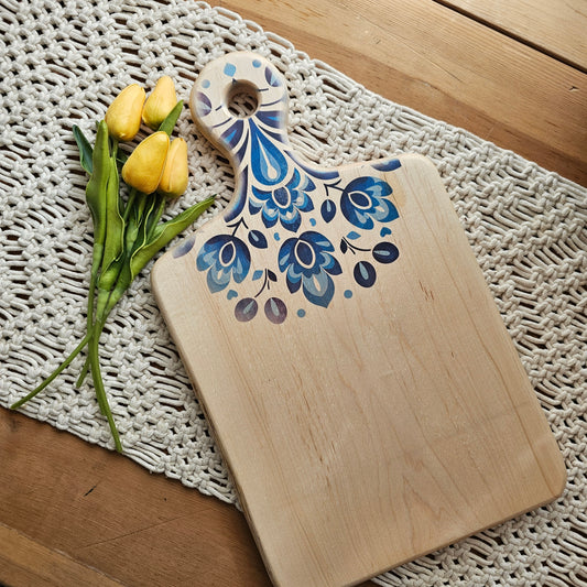 Cutting Board- Maple- 16 x 9.5- Scandinavian Folk Art- Floral