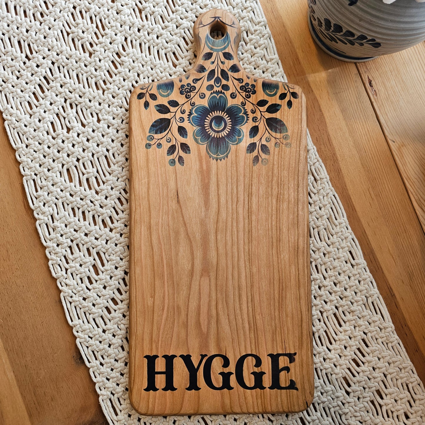 Cutting Board- Cherry- 19 x 8.5- Scandinavian Folk Art- Hygge