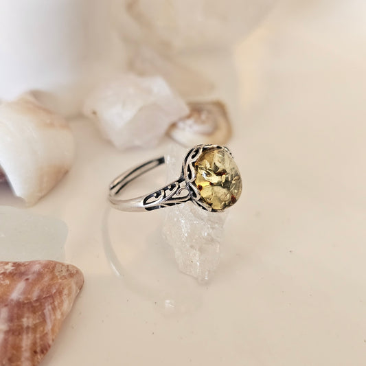Sterling Silver Amber Ring- Style 01