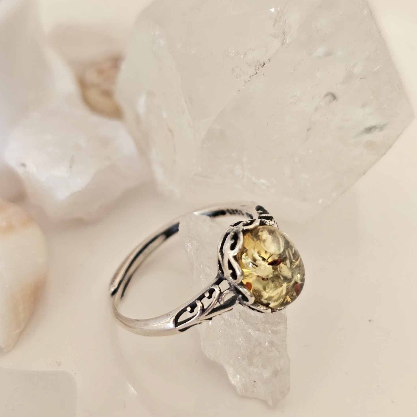 Sterling Silver Amber Ring- Style 01