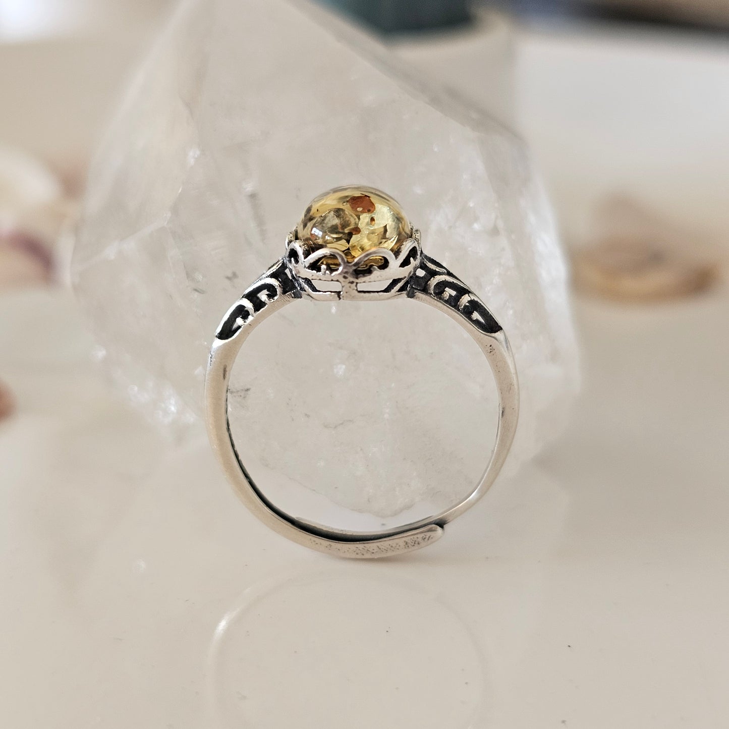 Sterling Silver Amber Ring- Style 01