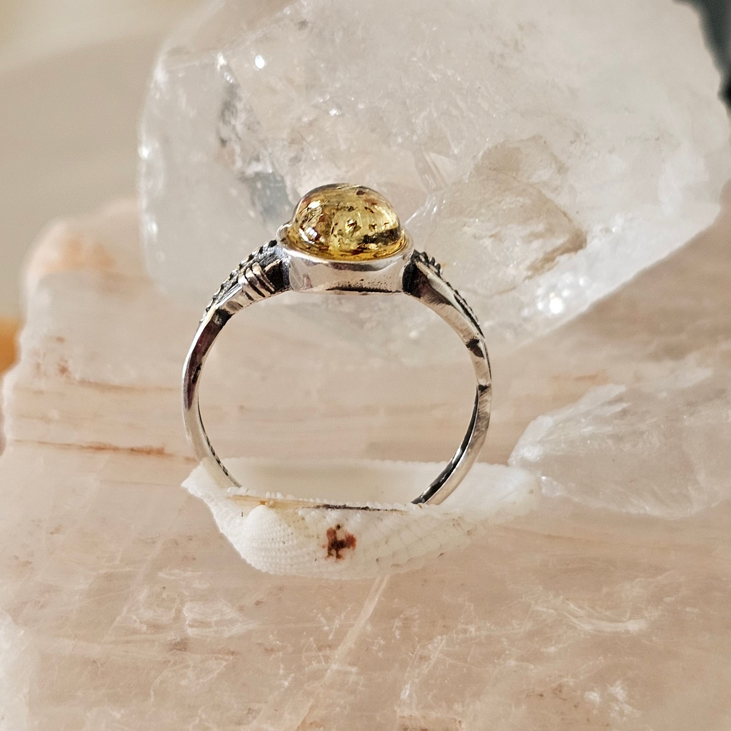 Sterling Silver Amber Ring- Style 08