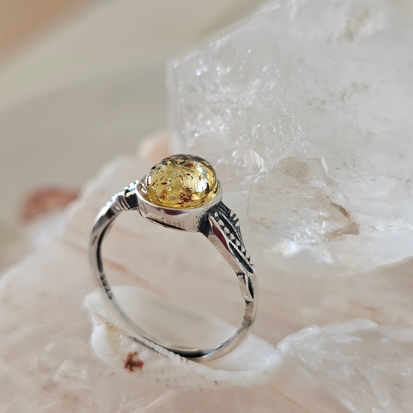 Sterling Silver Amber Ring- Style 08