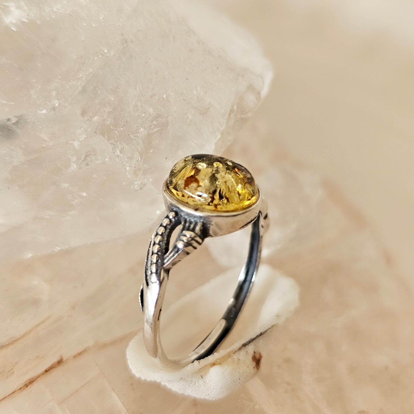 Sterling Silver Amber Ring- Style 08