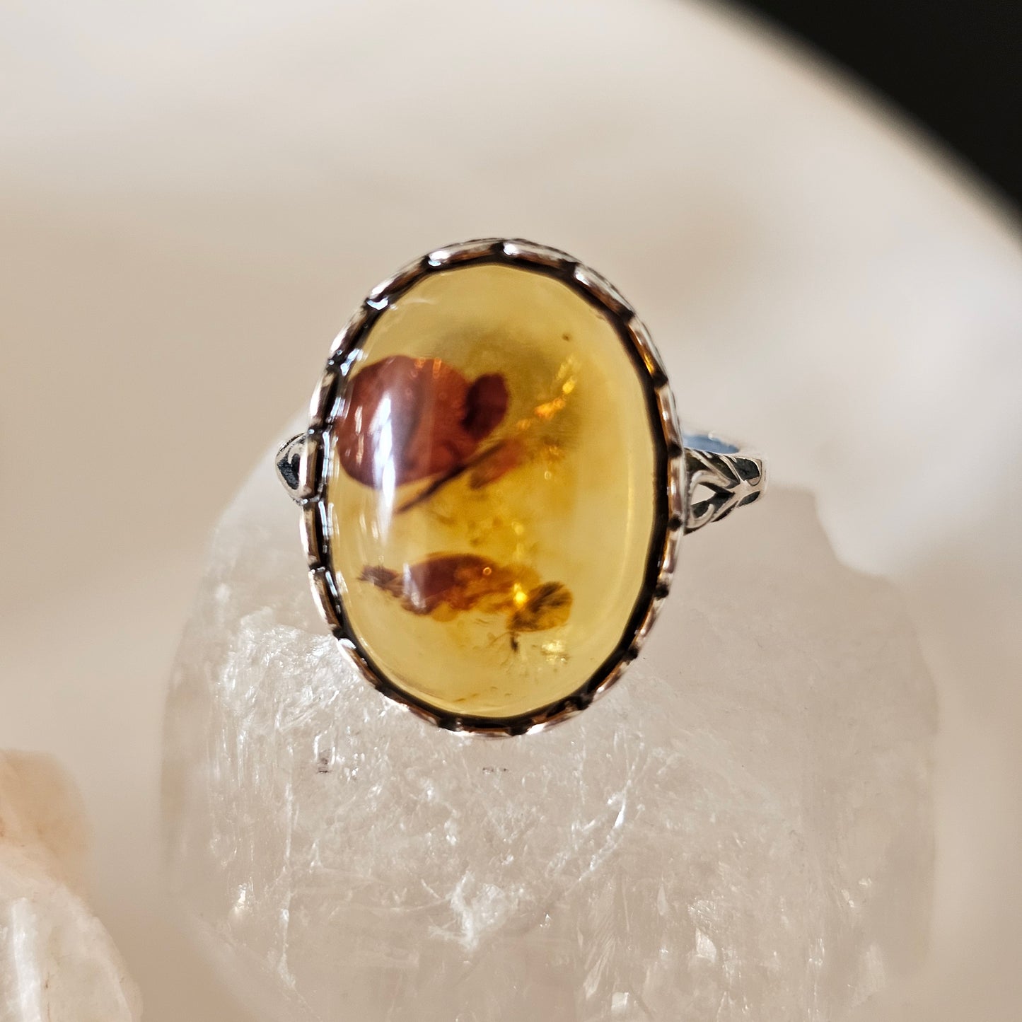 Sterling Silver Amber Ring- Style 04