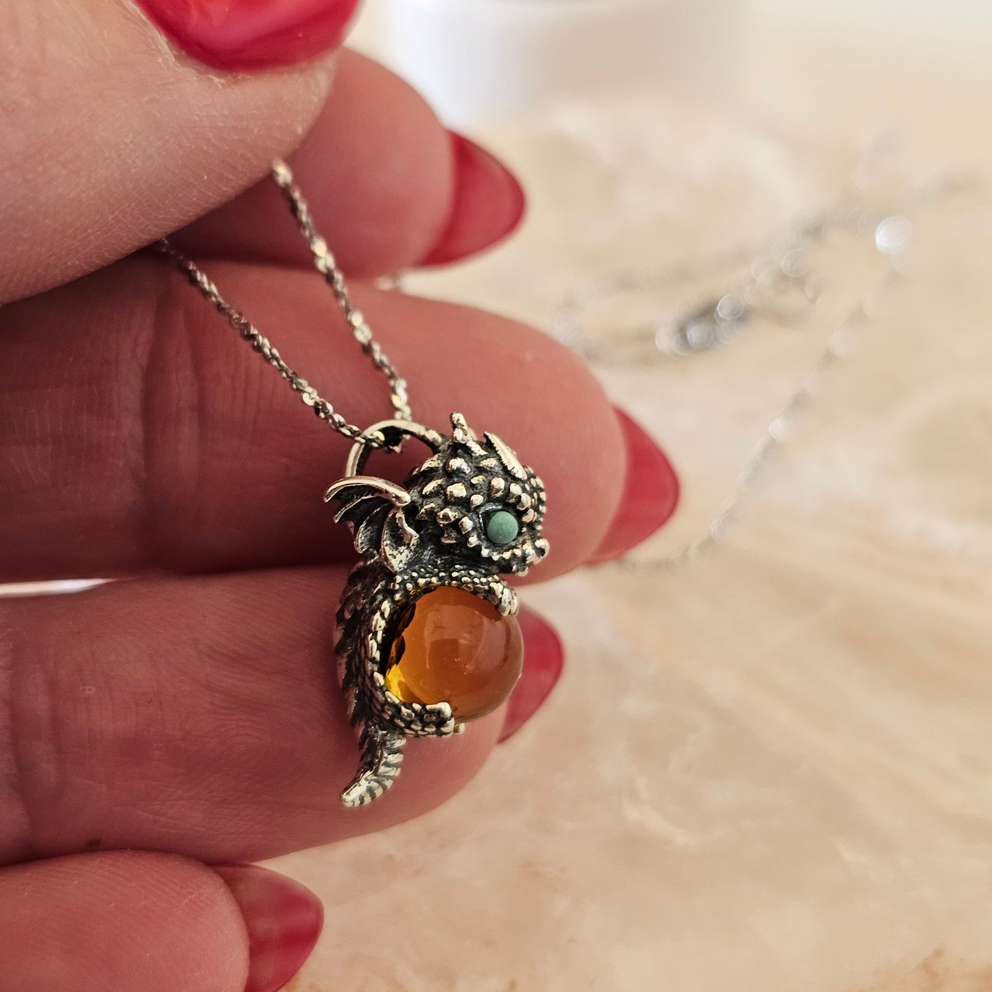 Genuine Amber Nordic Dragon
