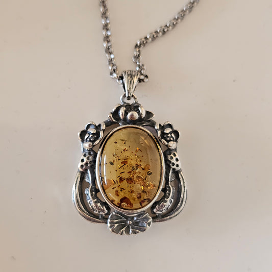 Sterling Silver Amber Pendant