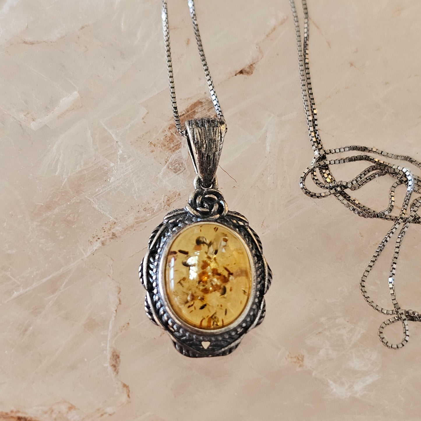 Sterling Silver Amber Pendant