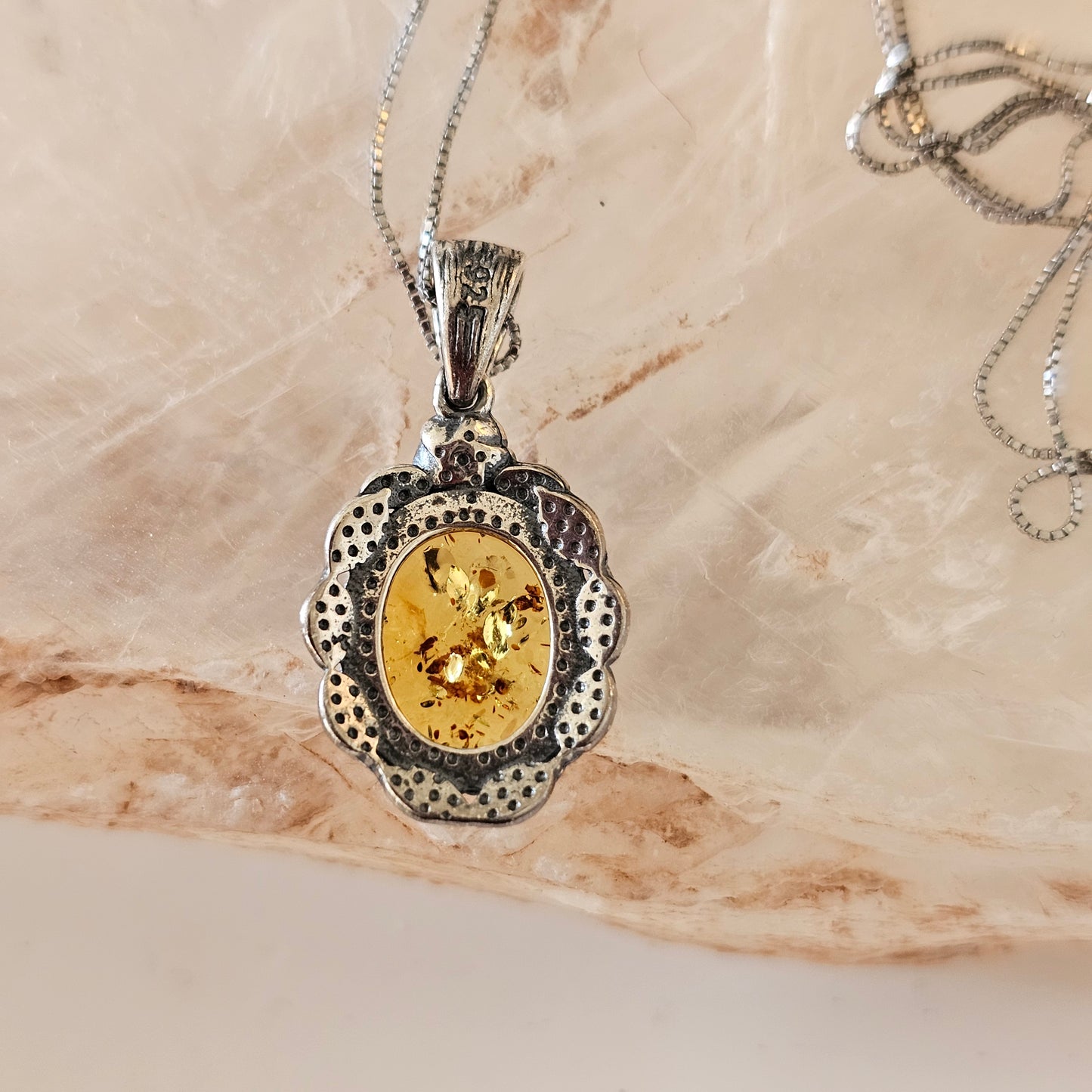Sterling Silver Amber Pendant
