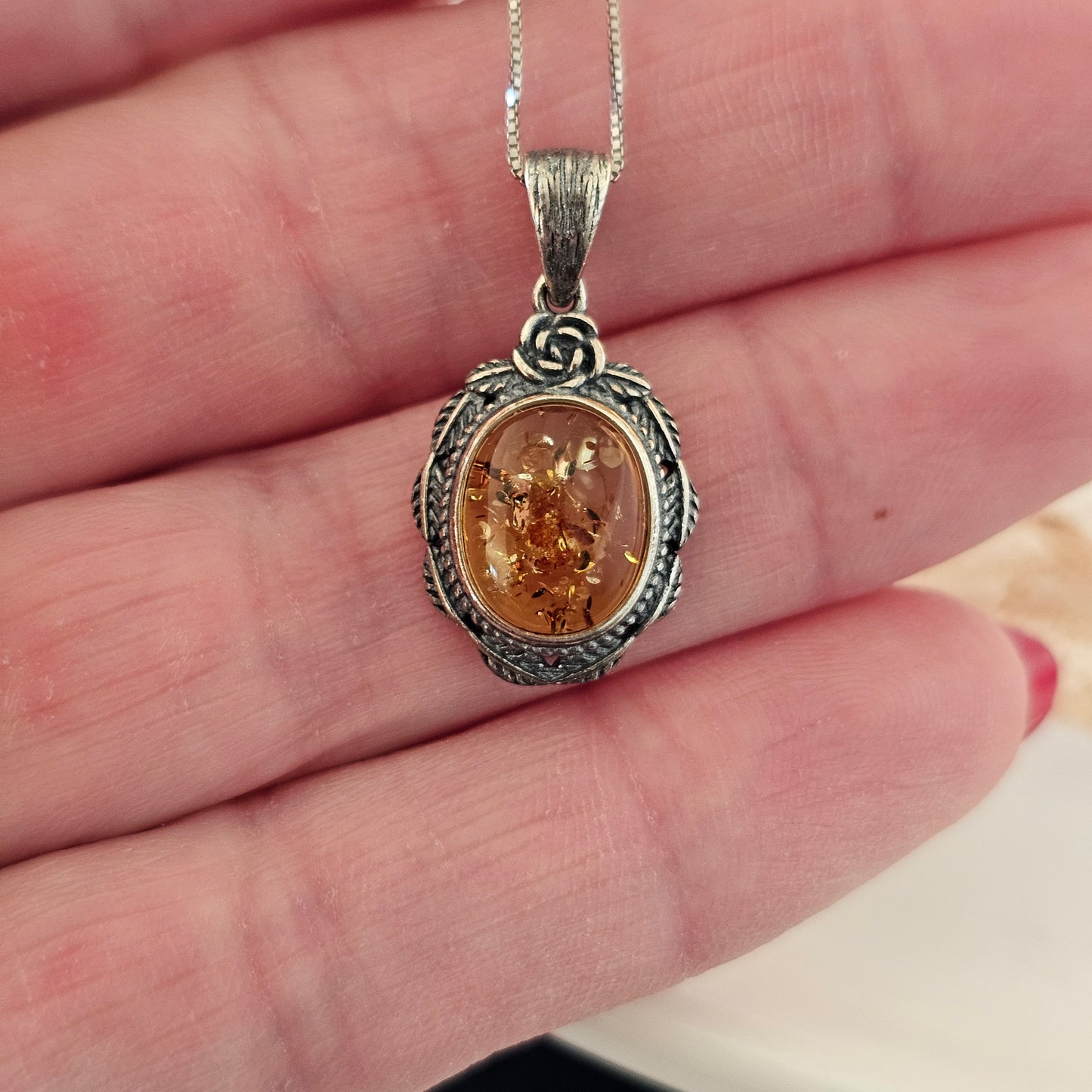 Sterling Silver Amber Pendant