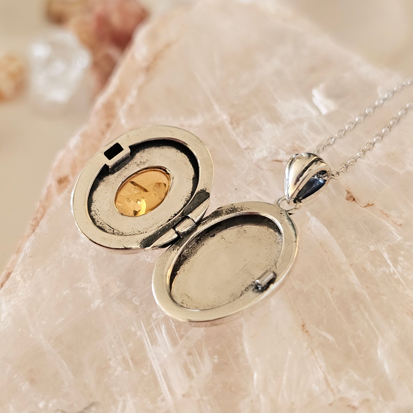 Sterling Silver and Amber Locket