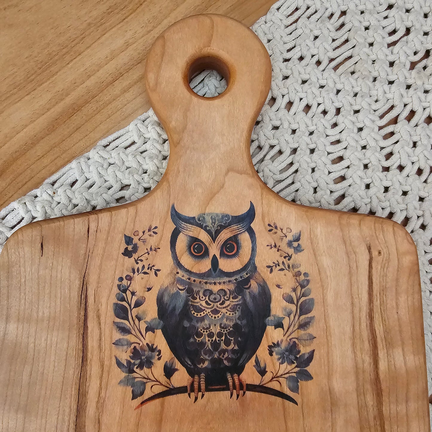 Folk Art Charcuterie Board- Cherry 18"x9.5"