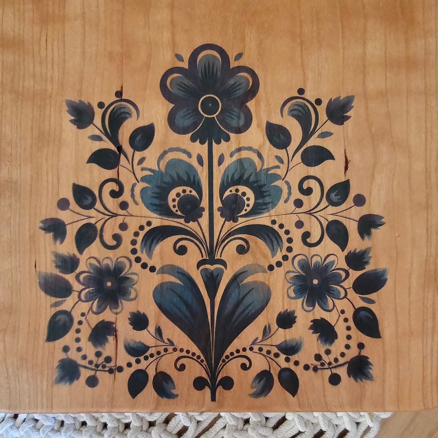 Folk Art Charcuterie Board- Cherry 15"x9.5"