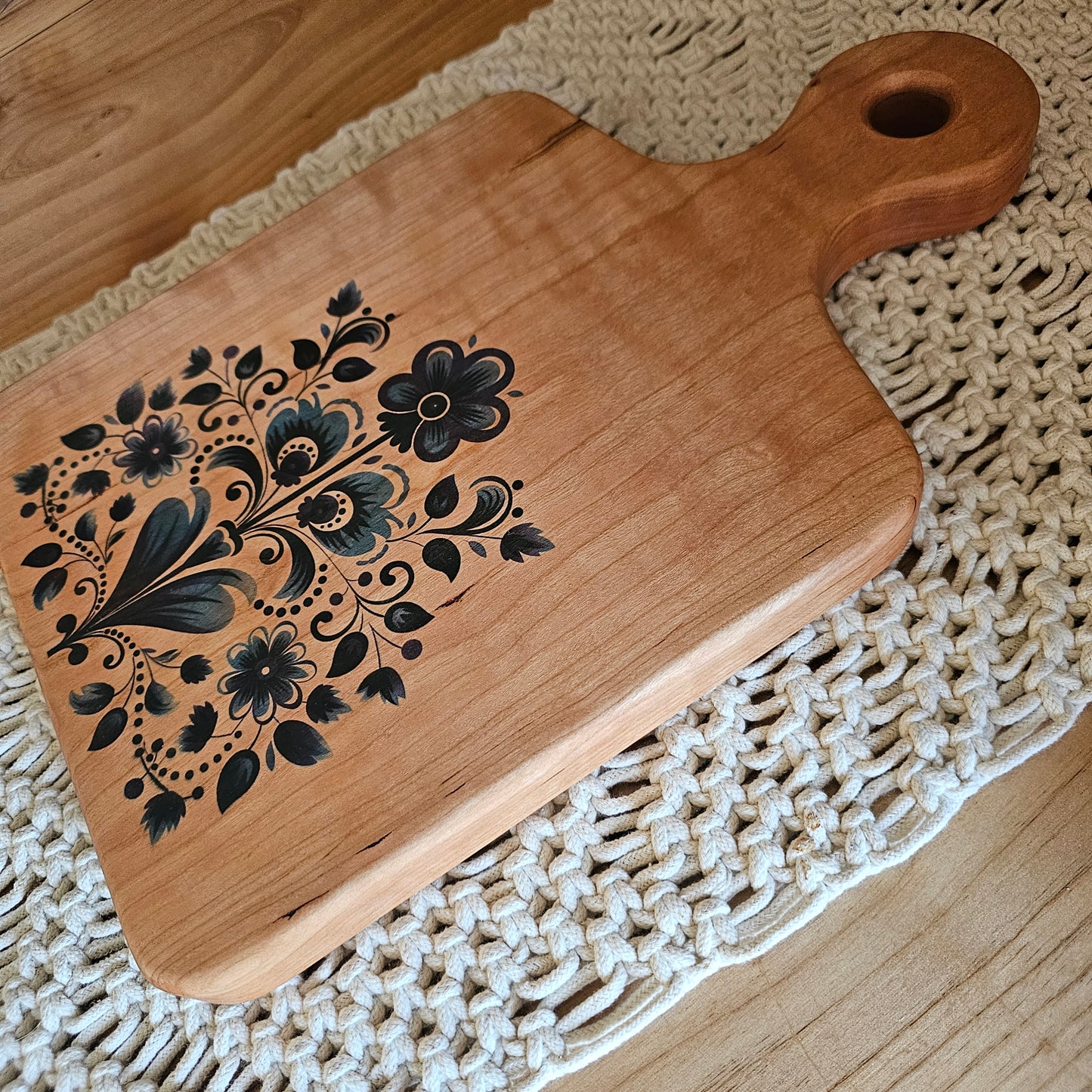 Folk Art Charcuterie Board- Cherry 15"x9.5"