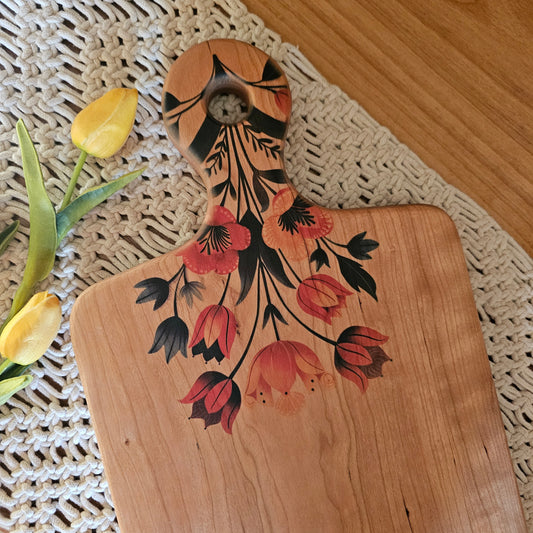 Folk Art Charcuterie Board- Cherry 17"x9.5"