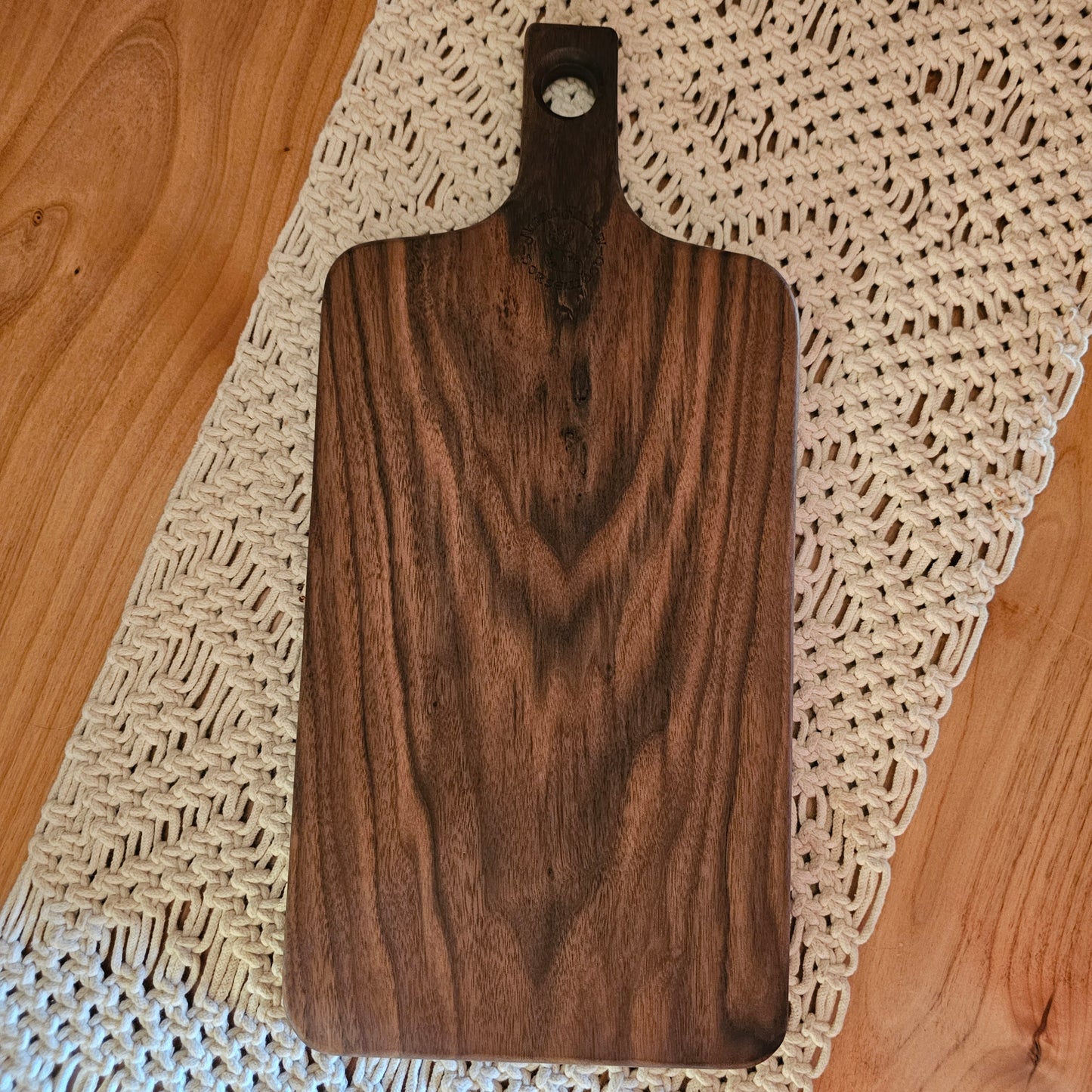 Folk Art Charcuterie Board- Black Walnut 18"x8.5"
