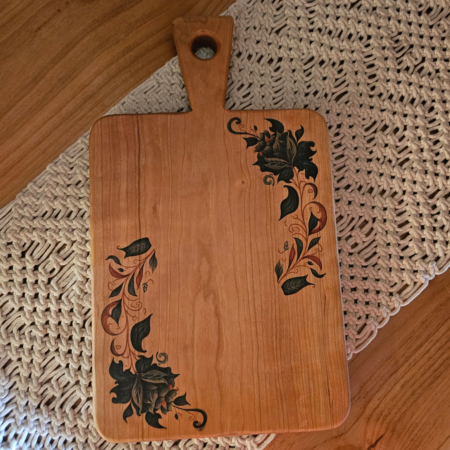 Folk Art Charcuterie Board- Cherry 16.5"x9.5"
