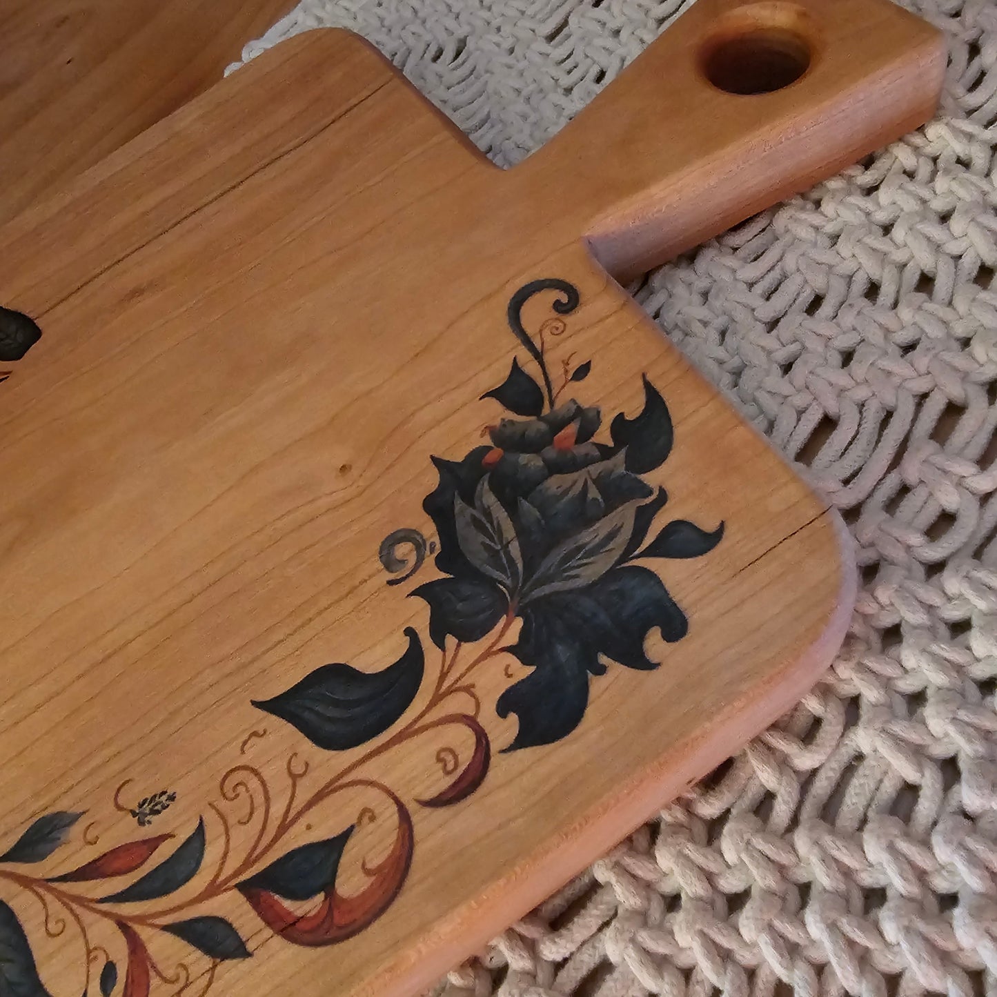 Folk Art Charcuterie Board- Cherry 16.5"x9.5"