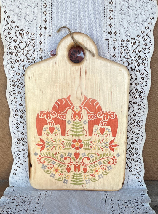 Cutting Board - Maple - 14 X 9 - Scandinavian Folk Art - Dala Horse