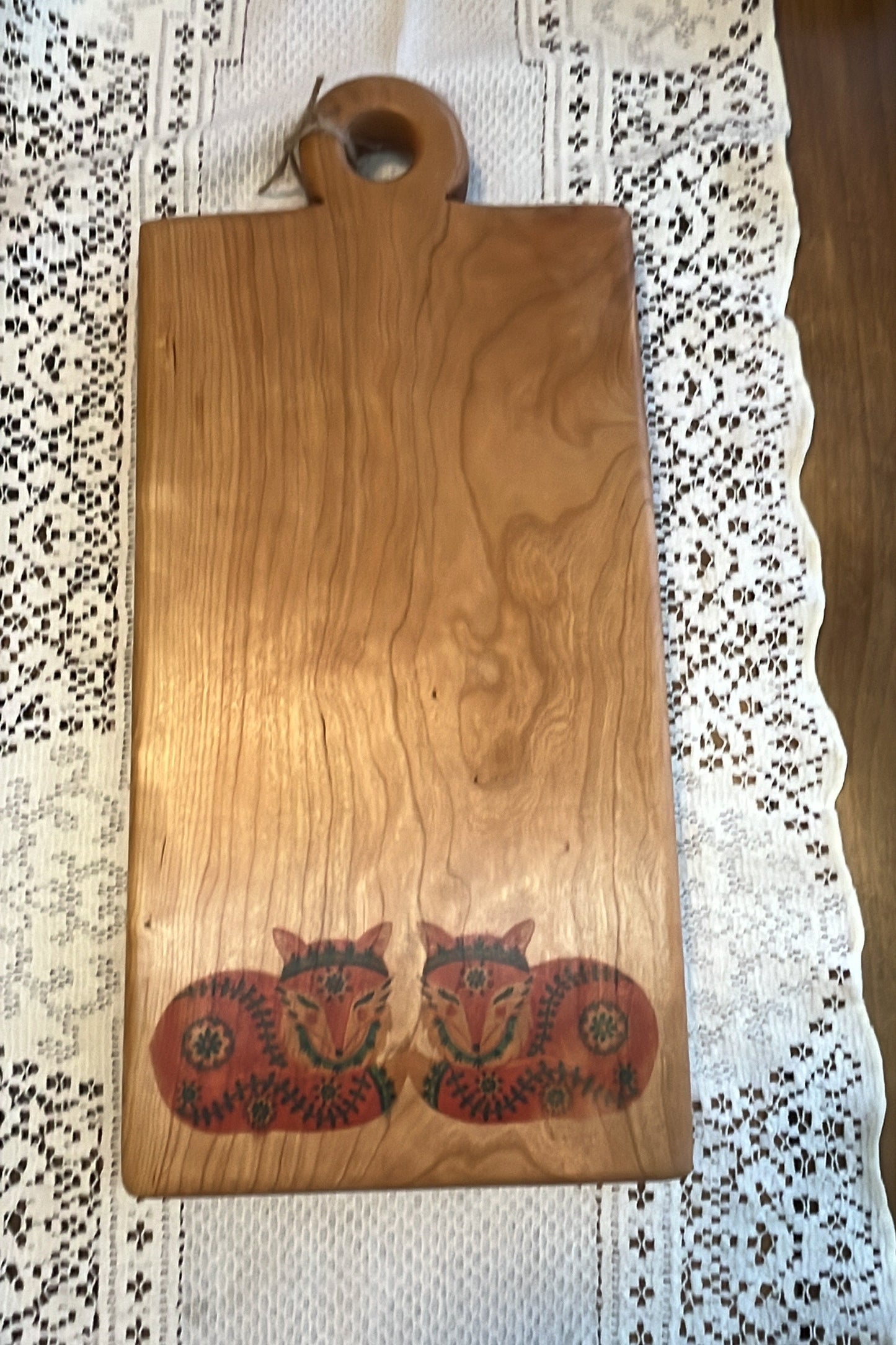 Folk Art Charcuterie Board - Poplar 16" X 10"