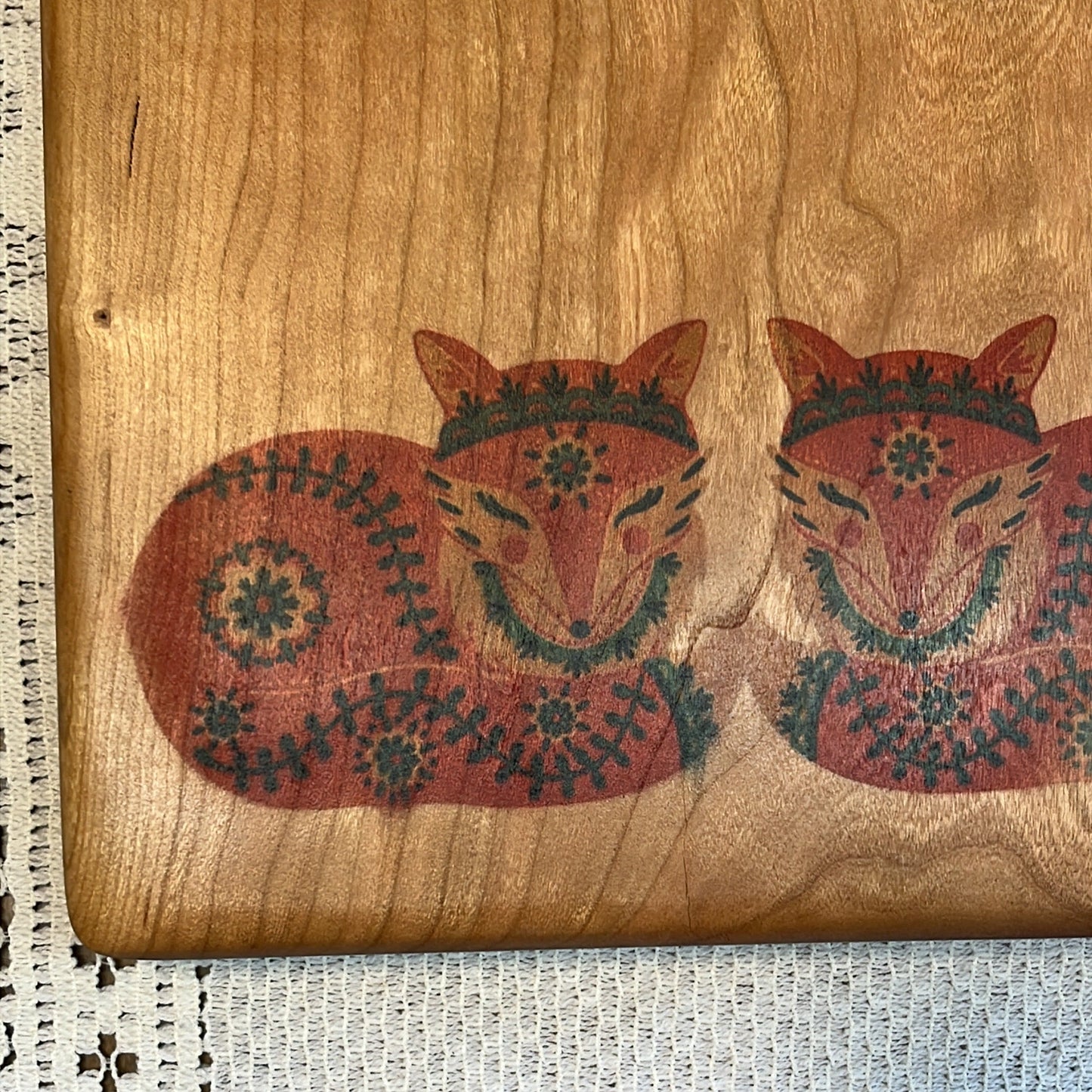 Folk Art Charcuterie Board - Poplar 16" X 10"