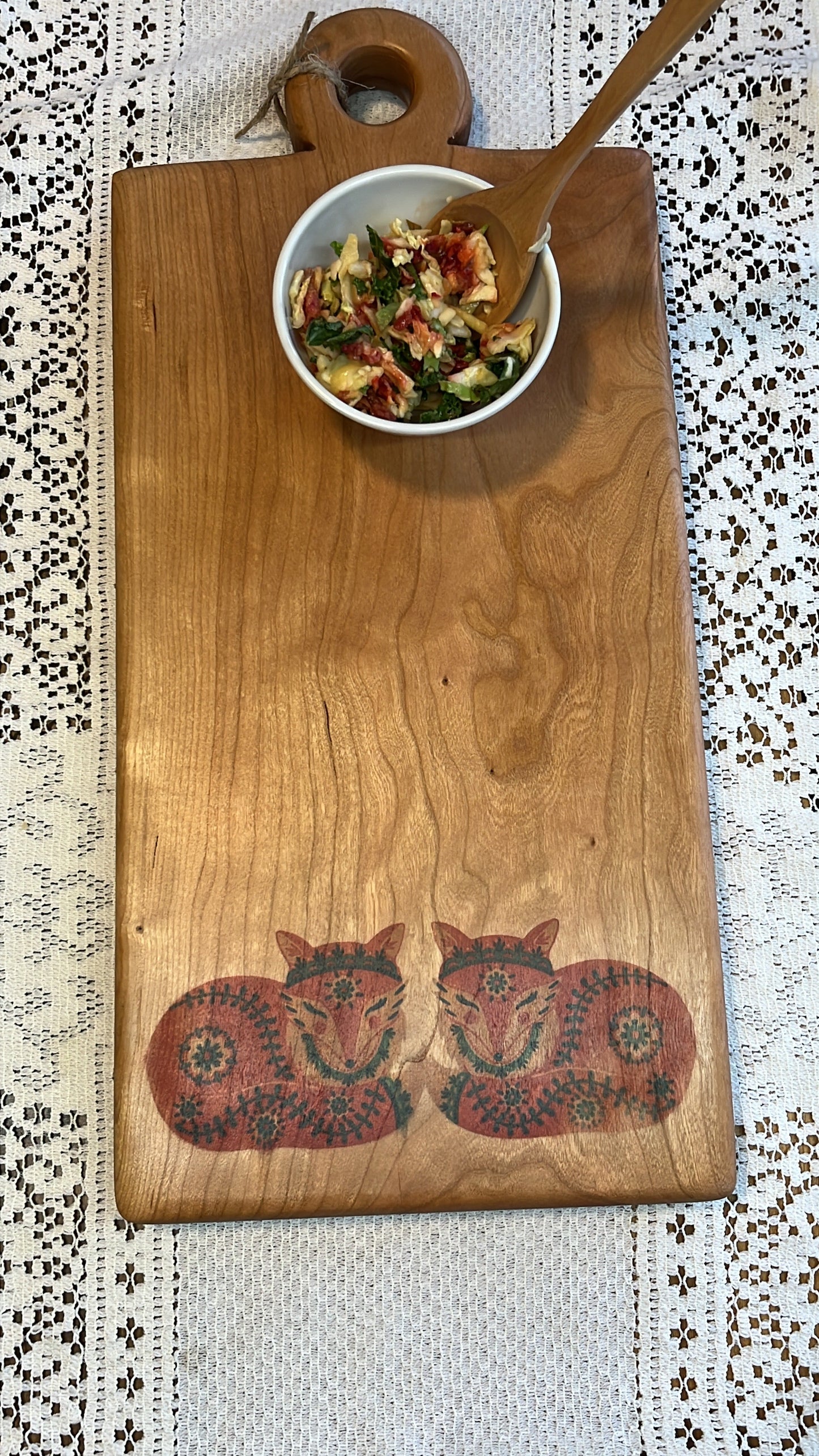 Folk Art Charcuterie Board - Poplar 16" X 10"