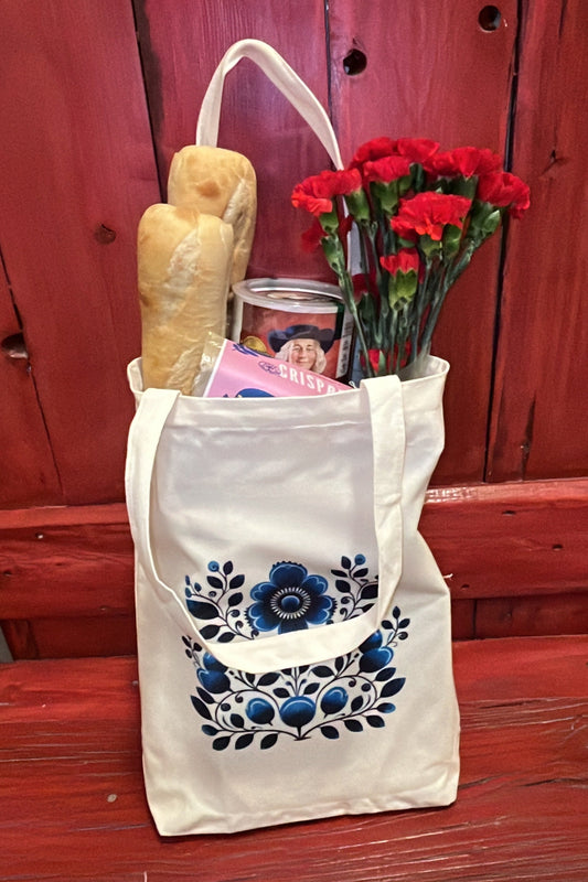 Tote Bag 15" X 14" Blue Floral